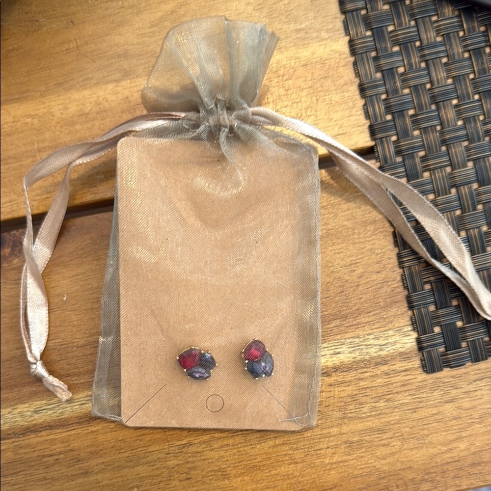 Elegant Red and Brown Stud Earrings